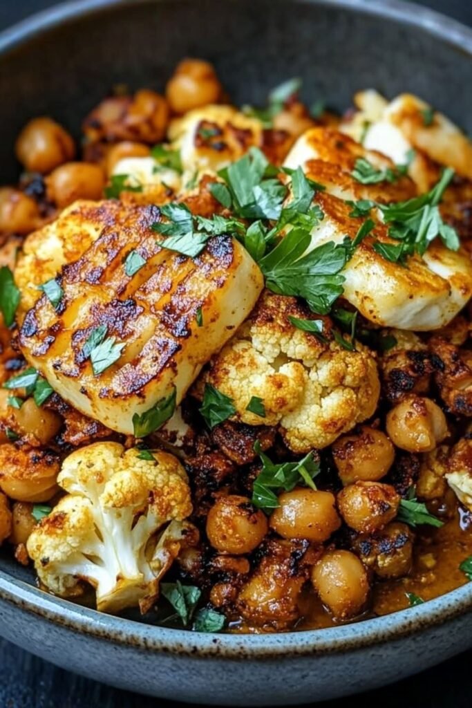 Spiced Halloumi with Roasted Cauliflower & Crispy Chickpeas – Health ...