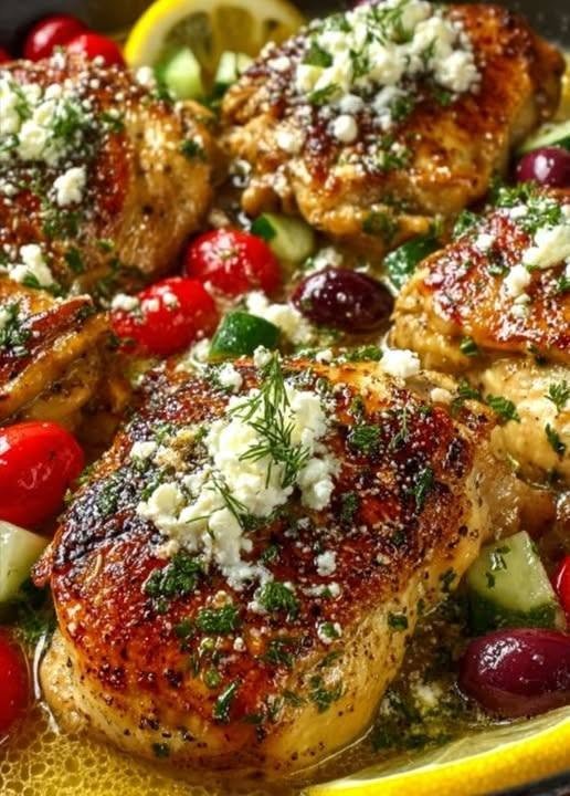 Quick & Easy Greek Chicken with Lemon and Feta There are certain dinners that make you feel like you put in far more effort than you actually did. This Quick & Easy Greek Chicken with Lemon and Feta is one of those recipes. It has everything I want in a weeknight meal: juicy chicken, plenty of fresh lemon, garlic, oregano, salty feta, and a little olive oil. The flavors are bright and fresh without being complicated, and the whole thing comes together surprisingly quickly. I first started making this kind of lemony Greek chicken when I wanted something different from our usual chicken dinners. One evening, I had chicken breasts in the refrigerator and a few lemons sitting on the counter, so I decided to lean into those simple Mediterranean flavors. It turned out so well that it quickly became one of those recipes I make whenever I need dinner on the table without a lot of thinking. My family loved it, especially with the warm chicken topped with tangy feta and fresh parsley. And honestly, the smell of garlic, lemon, and oregano hitting a hot skillet is enough to make everyone wander into the kitchen asking when dinner will be ready. That's when you know you've got a keeper. ❤️ Why You'll Love This Greek Chicken Ready in about 30 minutes Uses simple everyday ingredients Bright, fresh Mediterranean flavor Juicy, golden-brown chicken Tangy feta adds the perfect finishing touch Garlic and oregano make the kitchen smell amazing Naturally gluten-free Easy enough for a busy weeknight Delicious with salad or roasted vegetables Great for meal prep The combination of lemon, garlic, oregano, and olive oil is a classic Greek-inspired flavor profile, and feta adds a salty, creamy contrast to the bright chicken. 🛒 Ingredients For the Chicken 1 pound thin-sliced chicken breasts or chicken cutlets 2 tablespoons extra-virgin olive oil 1 lemon, zested and juiced 3 garlic cloves, finely minced 1 teaspoon dried oregano 1/2 teaspoon smoked paprika 1/2 teaspoon sea salt, plus more if needed 1/4 teaspoon freshly ground black pepper For Serving 1/4 cup crumbled feta cheese 1/4 cup fresh parsley, chopped Lemon wedges The thin chicken cutlets cook quickly and are particularly well suited to a skillet preparation. Similar versions use lemon zest and juice, olive oil, garlic, oregano, paprika, and feta as the foundation of the dish. 🍋 How to Make Quick & Easy Greek Chicken Step 1: Make the Lemon-Garlic Marinade In a medium bowl, whisk together the olive oil, lemon zest, lemon juice, minced garlic, oregano, smoked paprika, salt, and black pepper. Give everything a good whisk until the mixture looks well combined. Already, it smells incredible. The lemon brings brightness, the garlic adds savory flavor, and the oregano gives the chicken that unmistakable Mediterranean character. Step 2: Reserve Some Marinade Before adding the raw chicken, remove about 1/4 cup of the marinade and set it aside in the refrigerator for finishing. This gives you a fresh, punchy lemon-garlic flavor to drizzle over the cooked chicken. Important: Keep the reserved marinade completely separate from the raw chicken and do not reuse marinade that has contacted raw poultry unless it is thoroughly cooked. Step 3: Marinate the Chicken Add the chicken cutlets to the remaining marinade. Turn them several times with tongs so every piece is well coated. Cover and refrigerate for about 30 minutes. You don't need to marinate this chicken overnight. Because the pieces are thin and the marinade is strongly flavored, a short marinating time is enough to give the chicken plenty of flavor. Step 4: Heat the Skillet Place a large nonstick or heavy skillet over medium-high heat. Once the pan is hot, add a small drizzle of olive oil. You want the pan hot enough to give the chicken a beautiful golden-brown sear. Step 5: Cook the Chicken Remove the chicken from the marinade and let any excess drip off. Place the chicken pieces in the hot skillet in a single layer. Don't overcrowd the pan. If necessary, cook the chicken in batches. Sear the first side until golden brown. Then flip and cook the other side for another 3–4 minutes, or until the chicken is cooked through. Thin chicken cutlets cook quickly, so keep an eye on them. For food safety, chicken should reach an internal temperature of 165°F (74°C) at the thickest part. Step 6: Let the Chicken Rest Transfer the cooked chicken to a serving platter. Let it rest for a few minutes before slicing. This gives the juices a chance to settle back into the meat instead of immediately running onto the plate. Step 7: Add the Feta Drizzle the reserved marinade over the cooked chicken. Then sprinkle generously with crumbled feta and fresh chopped parsley. Add a few lemon wedges around the platter. That final squeeze of lemon right before eating is one of my favorite parts. ✨ Tips for Perfect Greek Chicken Use thin chicken breasts Thin-sliced chicken breasts or cutlets cook quickly and evenly. If your chicken breasts are thick, carefully slice them horizontally into thinner pieces or pound them to an even thickness. Don't skip the lemon zest The juice provides acidity, but the zest brings concentrated lemon aroma and flavor. It makes a noticeable difference. Let the skillet get hot A properly heated pan helps the chicken develop that beautiful golden exterior instead of simply simmering in its juices. Don't overcrowd the pan Too much chicken at once lowers the temperature of the skillet. Cook in batches if necessary. Don't overcook the chicken Because the chicken is thin, it can become dry if left in the pan too long. Start checking early. Use block feta when possible A good-quality feta crumbled just before serving tends to have a creamier, more satisfying texture than very dry pre-crumbled feta. 🧄 Easy Variations Greek Chicken Thighs You can substitute boneless, skinless chicken thighs for the breasts. They'll take a little longer to cook but remain wonderfully juicy. Add Cherry Tomatoes Throw halved cherry tomatoes into the skillet during the final few minutes. Their juices create a delicious little pan sauce. Add Kalamata Olives For even more Mediterranean flavor, add a handful of pitted Kalamata olives when serving. Make It Spicy Add a pinch of crushed red pepper flakes to the marinade. The gentle heat is wonderful with lemon and feta. Add Fresh Herbs Fresh dill, oregano, or extra parsley can be added just before serving. 🥗 What to Serve With Greek Chicken This chicken is incredibly versatile. For a lighter dinner, serve it with: Greek salad Cucumber and tomato salad Roasted vegetables Sautéed spinach Grilled zucchini Steamed broccoli For something more substantial, try: Roasted potatoes Rice Quinoa Cauliflower rice Warm pita bread Lemon-herb couscous If you're keeping things low-carb, a crisp Greek salad with cucumber, tomatoes, olives, and feta makes a fantastic pairing. 🍽️ Make It a Greek Chicken Bowl One of my favorite ways to serve leftovers is as a Mediterranean-style bowl. Start with a bed of greens or cauliflower rice. Then add sliced Greek chicken, cucumber, tomatoes, olives, feta, and a little extra parsley. Finish with lemon juice and a drizzle of olive oil. You can also add tzatziki for a creamy, refreshing contrast. It turns leftovers into a completely different meal. 🥙 Turn It Into Greek Chicken Wraps Slice the cooked chicken into strips and tuck it into warm pita or a low-carb wrap. Add: Feta Lettuce Cucumber Tomato Red onion Parsley Tzatziki Squeeze fresh lemon over everything. It's an easy lunch that tastes like something you'd order at a little Mediterranean café. 🧊 How to Store Leftover Greek Chicken Allow the chicken to cool before transferring it to an airtight container. Refrigerate for up to 3–4 days. Keep the feta and fresh herbs separate if possible and add them after reheating. This helps the feta maintain its texture and keeps the parsley fresh. ❄️ Can You Freeze Greek Chicken? Yes. Cooked chicken can be frozen in an airtight freezer-safe container for up to about 3 months for best quality. For the best texture, freeze the chicken without the feta and fresh parsley. Thaw overnight in the refrigerator before reheating. 🔥 How to Reheat Greek Chicken Skillet Place the chicken in a skillet over medium-low heat with a small splash of water or chicken broth. Cover and warm gently until heated through. Oven Place the chicken in a baking dish and cover loosely with foil. Warm at 325°F (165°C) until heated through. Microwave For a quick lunch, microwave individual portions in short intervals. Avoid overheating because that can dry out the chicken. ❓ Frequently Asked Questions Can I use chicken thighs instead of chicken breasts? Absolutely. Boneless, skinless chicken thighs work beautifully with the lemon-garlic marinade. Just allow additional cooking time because thighs are usually thicker than thin chicken cutlets. How long should I marinate the chicken? About 30 minutes is plenty for this quick version. The lemon, garlic, oregano, and olive oil give the chicken plenty of flavor without requiring a long overnight marinade. Can I skip the feta? Of course. The chicken will still be delicious, but feta gives the dish that salty, tangy finish that makes it feel distinctly Mediterranean. What type of feta should I use? Greek feta made from sheep's milk, or a sheep-and-goat milk blend, is a great choice. A block of feta that you crumble yourself is especially nice. Can I make this recipe ahead? Yes. Cook the chicken up to a few days ahead and refrigerate it in an airtight container. When you're ready to serve, gently reheat and add fresh feta, parsley, and lemon. Is Greek chicken keto-friendly? The basic chicken recipe is naturally low in carbohydrates, with the main ingredients being chicken, olive oil, lemon, garlic, herbs, spices, and feta. Serve it with a low-carb vegetable or salad for a keto-friendly meal. Can I grill the chicken? Yes. The same lemon-garlic marinade works beautifully for grilled chicken. Make sure the chicken reaches a safe internal temperature before serving. Why is my chicken dry? The most common reason is overcooking. Thin chicken cutlets cook very quickly, so use an instant-read thermometer and remove them from the heat once they reach the appropriate safe temperature. 📝 Recipe at a Glance Recipe: Quick & Easy Greek Chicken with Lemon and Feta Prep Time: 10 minutes Marinating Time: 30 minutes Cook Time: 10–15 minutes Total Time: About 50–55 minutes Servings: 4 Course: Dinner Cuisine: Greek-inspired Mediterranean Method: Skillet Ingredients 1 pound thin-sliced chicken breasts 2 tablespoons extra-virgin olive oil 1 lemon, zested and juiced 3 garlic cloves, minced 1 teaspoon dried oregano 1/2 teaspoon smoked paprika 1/2 teaspoon sea salt 1/4 teaspoon black pepper 1/4 cup crumbled feta 1/4 cup fresh parsley Lemon wedges Instructions Whisk together olive oil, lemon zest, lemon juice, garlic, oregano, paprika, salt, and pepper. Reserve about 1/4 cup of the marinade before adding chicken. Add chicken to the remaining marinade and coat well. Cover and refrigerate for 30 minutes. Heat a skillet over medium-high heat. Add the marinated chicken and sear until golden. Flip and cook another 3–4 minutes, or until cooked through. Transfer chicken to a serving plate and let rest briefly. Drizzle with the reserved marinade. Sprinkle with feta and fresh parsley. Serve with lemon wedges. ❤️ Final Thoughts This Quick & Easy Greek Chicken with Lemon and Feta is proof that dinner doesn't have to be complicated to be memorable. A few simple ingredients can create so much flavor. The chicken is juicy and savory, the lemon makes everything taste brighter, the oregano adds that warm Mediterranean touch, and the feta brings just the right amount of salty creaminess. It's the kind of recipe I can imagine making on a quiet Sunday evening, a hectic weeknight, or one of those days when I open the refrigerator and think, What am I going to make with this chicken? And that's exactly why recipes like this become favorites. They're easy enough to make without a second thought, but delicious enough that everyone notices when they hit the table. Serve it with a big Greek salad, some roasted vegetables, or simply a few lemon wedges and extra feta. Either way, dinner is going to be good. Bright, juicy, garlicky, lemony, and loaded with feta—this is the kind of easy chicken dinner you'll want to make again and again.