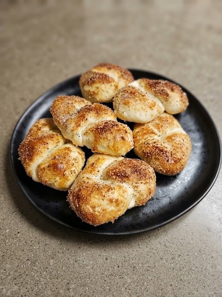 Keto Soft Pretzels! 🥨 There are some foods you don't realize you miss until you smell them. For me, it was warm soft pretzels. That buttery, slightly salty smell. The golden outside. The soft, chewy middle. And, of course, the little crystals of coarse salt scattered across the top. When you're following keto, traditional soft pretzels are usually off the table because they're made with wheat flour. But I didn't want to give up that cozy snack completely, so I started experimenting with a low-carb dough. That's how these Keto Soft Pretzels became a favorite. The dough is made with almond flour, mozzarella, cream cheese, and eggs. The melted cheese gives the pretzels that surprisingly stretchy, chewy texture that makes them feel much closer to the real thing. Low-moisture mozzarella is especially helpful because fresh mozzarella can make this type of dough too wet and difficult to shape. I love making these on weekends when everyone is hanging around the kitchen. They make the house smell amazing, and they're even better served warm with a little mustard or a creamy cheese dip. And honestly, watching everyone grab a pretzel before they've even had a chance to cool is one of my favorite parts. ❤️ Why You'll Love These Keto Pretzels Soft and chewy in the middle Golden and lightly crisp on the outside Made without traditional wheat flour No complicated bread-making process Ready in roughly 30–40 minutes Great for keto snacking Delicious with mustard, cheese sauce, or ranch Easy to customize with different seasonings Perfect for game day, parties, lunch, or weekend snacking 🛒 Ingredients You'll Need For the Pretzel Dough 1 1/2 cups finely ground blanched almond flour 1 tablespoon baking powder 1/2 teaspoon salt 2 1/2 cups shredded low-moisture mozzarella cheese 2 ounces full-fat cream cheese 2 large eggs For the Egg Wash 1 large egg 1 tablespoon water For Topping 1–2 tablespoons coarse pretzel salt or flaky sea salt Optional 1/2 teaspoon garlic powder 1/2 teaspoon onion powder 1 teaspoon dried parsley 1 tablespoon melted butter for brushing after baking Low-moisture mozzarella is preferable for this dough because it melts into a more workable, stretchy mixture without introducing as much excess moisture. 🥨 How to Make Keto Soft Pretzels Step 1: Preheat the Oven Preheat your oven to 400°F (200°C). Line a large baking sheet with parchment paper. Set it aside while you prepare the dough. Step 2: Mix the Dry Ingredients In a medium bowl, whisk together: Almond flour Baking powder Salt Garlic powder, if using Onion powder, if using Mix well and set aside. Step 3: Melt the Cheese Add the shredded mozzarella and cream cheese to a large microwave-safe bowl. Microwave for about 60 seconds. Remove and stir well. If the cheese isn't completely melted, continue microwaving in 15–20 second intervals, stirring between each one, until smooth. Don't overheat the cheese. You want it melted and stretchy, not oily. You can also melt the cheeses gently in a saucepan over low heat if you prefer not to use a microwave. Step 4: Add the Almond Flour Immediately add the dry ingredients to the warm melted cheese. Mix thoroughly. The mixture will be sticky and thick. That's normal. Step 5: Add the Eggs Allow the dough to cool for a minute or two if it feels extremely hot. Then add 2 eggs. Work them into the dough until everything is thoroughly combined. This is where your hands can be very helpful. Knead the dough gently until it becomes relatively smooth and cohesive. If the dough is extremely sticky, add a small amount of almond flour—about 1 tablespoon at a time. Don't add too much, though. Excess almond flour can make the pretzels dry and crumbly. Step 6: Divide the Dough Divide the dough into 6 equal portions. Roll each portion between your hands to form a long rope approximately 10–12 inches long. Try to keep the center slightly thicker than the ends. Step 7: Shape the Pretzels Take one dough rope and form it into a large U shape. Cross the two ends over each other. Then twist the ends once. Bring the twisted ends down toward the bottom of the U and gently press them into place. Don't worry if your first pretzel isn't perfect. The homemade ones always have a little personality. Repeat with the remaining dough. 🥚 Step 8: Prepare the Egg Wash Whisk one egg with 1 tablespoon of water. Brush the tops of each pretzel lightly with the egg wash. This is what gives them that gorgeous golden-brown finish. Step 9: Add the Salt Immediately sprinkle the pretzels with coarse pretzel salt or flaky sea salt. Press the salt very gently into the surface so it sticks. Don't go too heavy with the salt—the pretzels already contain some salt, and the concentrated coarse salt adds quite a punch. Step 10: Bake Place the pretzels on the prepared baking sheet. Bake for approximately 12–16 minutes, or until they are puffed and golden brown. Keep an eye on them toward the end because almond flour and cheese can brown quickly. The baking time can vary slightly depending on the size and thickness of your pretzels. Step 11: Brush with Butter For that classic bakery-style finish, brush the hot pretzels with a little melted butter as soon as they come out of the oven. This step is optional, but I highly recommend it. The butter melts into the warm surface and makes them smell absolutely incredible. Let them cool for about 5 minutes, then serve warm. 🧀 What to Serve with Keto Soft Pretzels This is where things get really fun. Serve your pretzels with: Yellow mustard Dijon mustard Spicy mustard Ranch dressing Garlic butter Cream cheese dip Keto cheese sauce Jalapeño cheese dip Buffalo sauce Garlic aioli For a simple cheese dip, warm together a little cream cheese, shredded cheddar, heavy cream, and a pinch of garlic powder until smooth. It's ridiculously good with these pretzels. 🌶️ Easy Flavor Variations Garlic Parmesan Pretzels Brush the baked pretzels with melted butter and sprinkle with grated Parmesan, garlic powder, and parsley. These are especially good served alongside soup. Everything Pretzels Replace the coarse salt with your favorite everything seasoning. The sesame, poppy seeds, onion, and garlic add so much flavor. Jalapeño Cheddar Pretzels Add finely diced jalapeño and a little shredded cheddar to the dough. For extra heat, sprinkle chopped jalapeño over the top before baking. Cinnamon Keto Pretzels Skip the savory seasoning. After baking, brush the warm pretzels with melted butter and sprinkle them with a keto-friendly cinnamon sweetener mixture. You get a completely different snack from the same basic dough. Pizza Pretzels Brush with garlic butter and sprinkle with mozzarella, Parmesan, Italian seasoning, and a little pepperoni. Serve with warm low-carb marinara for dipping. 🔥 Air Fryer Keto Pretzels You can also make these in an air fryer. Preheat the air fryer to 350°F (175°C). Arrange the pretzels in a single layer, leaving space between them. Brush with egg wash and sprinkle with coarse salt. Air fry for approximately 8–10 minutes, checking early because air fryers vary. They should be golden brown and cooked through. For the best results, make smaller pretzels in the air fryer so the centers cook before the exterior becomes too dark. 👩🍳 Tips for Perfect Keto Pretzels Use low-moisture mozzarella This is probably the most important tip. Fresh mozzarella contains too much moisture for this dough and can make it sticky and difficult to shape. Low-moisture, shredded mozzarella is much easier to work with. Work while the cheese is warm The melted mozzarella mixture becomes easier to combine and shape while it's still warm. If the dough becomes too firm, gently warm it for a few seconds. Don't overdo the almond flour It can be tempting to keep adding almond flour when the dough feels sticky. Don't. Too much can turn soft pretzels into dry, dense ones. Wet your hands if necessary If the dough sticks to your hands while shaping, lightly dampen your hands with water or rub them with a tiny amount of oil. Don't make the ropes too thin A thicker rope gives you a softer, more substantial center. Very thin pretzels can become crispy rather than soft. Don't skip the egg wash It gives the pretzels their beautiful golden color. 🧊 How to Store Keto Soft Pretzels These pretzels are best when they're warm and fresh. If you have leftovers, let them cool completely and store them in an airtight container in the refrigerator for up to 4 days. Because they're cheese-based, refrigeration is preferable for longer storage. To reheat: Oven: 350°F for 5–8 minutes Air fryer: 325–350°F for 3–5 minutes Microwave: 15–25 seconds for a softer texture The oven or air fryer will give you the best texture. ❄️ Can You Freeze Keto Pretzels? Yes. Let the baked pretzels cool completely. Place them on a baking sheet and freeze until solid. Then transfer them to a freezer-safe bag or container. For the best quality, use within approximately 2–3 months. Reheat from frozen in a 350°F oven or air fryer until warmed through. ❓ Frequently Asked Questions Are these pretzels really keto? They're designed as a keto-friendly alternative to traditional wheat-flour pretzels, using almond flour and cheese-based dough instead of regular flour. Exact carbohydrate counts will vary by brand and portion size, so calculate your macros from the specific ingredients you use. Can I use coconut flour? Not as a direct 1:1 substitute. Coconut flour absorbs much more liquid than almond flour, so changing the flour requires adjusting the other ingredients. For this recipe, almond flour is the easiest and most reliable option. Can I use almond meal? I recommend finely ground blanched almond flour instead. Almond meal is coarser and can produce a heavier, grainier texture. Why is my dough too sticky? The most common reasons are overly moist cheese, cheese that's too hot, or simply needing a little more almond flour. Let the dough cool for a couple of minutes first. If it's still too sticky, add almond flour gradually. Why did my pretzels spread? The dough may have been too warm or too soft. After shaping, you can place the formed pretzels in the refrigerator for 10–15 minutes before baking. Also make sure you're using low-moisture mozzarella. Can I make the dough ahead? Yes. Shape the pretzels, cover them, and refrigerate them for several hours before baking. Brush with egg wash and add the salt immediately before baking. Can I make pretzel bites instead? Absolutely. Roll the dough into ropes, cut them into bite-sized pieces, brush with egg wash, sprinkle with salt, and bake until golden. They're fantastic with cheese dip. 📝 Recipe at a Glance Prep Time: 15 minutes Cook Time: 12–16 minutes Total Time: About 30–35 minutes Servings: 6 pretzels Ingredients Pretzel Dough: 1 1/2 cups blanched almond flour 1 tablespoon baking powder 1/2 teaspoon salt 2 1/2 cups low-moisture shredded mozzarella 2 oz cream cheese 2 large eggs Egg Wash: 1 egg 1 tablespoon water Topping: Coarse pretzel salt or flaky sea salt Optional melted butter Instructions Preheat oven to 400°F and line a baking sheet. Mix almond flour, baking powder, salt, and optional seasonings. Melt mozzarella and cream cheese together. Stir the dry ingredients into the melted cheese. Add 2 eggs and knead until a cohesive dough forms. Divide into 6 portions. Roll each into a rope and shape into a pretzel. Brush with egg wash. Sprinkle with coarse salt. Bake for 12–16 minutes, until golden. Brush with melted butter if desired. Cool for 5 minutes and serve warm. ❤️ Final Thoughts These Keto Soft Pretzels are one of those recipes that make a low-carb lifestyle feel a little less restrictive. They're warm, salty, buttery, cheesy, and wonderfully soft in the middle. They're not exactly the same as a traditional bakery pretzel—and honestly, they don't need to be. They're their own delicious thing. I love making a batch on a lazy weekend afternoon and putting them in the middle of the table while they're still warm. Add a bowl of mustard, another bowl of creamy cheese dip, and suddenly nobody seems interested in the snacks sitting in the pantry. If you've been missing soft pretzels since starting keto, give these a try. That first warm, buttery bite might just make your day. 🥨