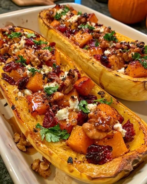 Golden Spaghetti Squash Boats with Roasted