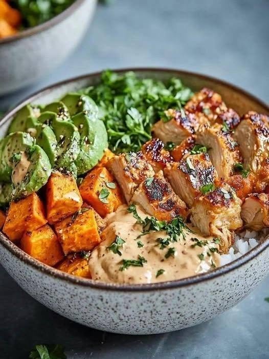 Healthy Chicken & Sweet Potato Bowls