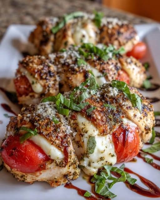 Tender chicken breasts filled with creamy
