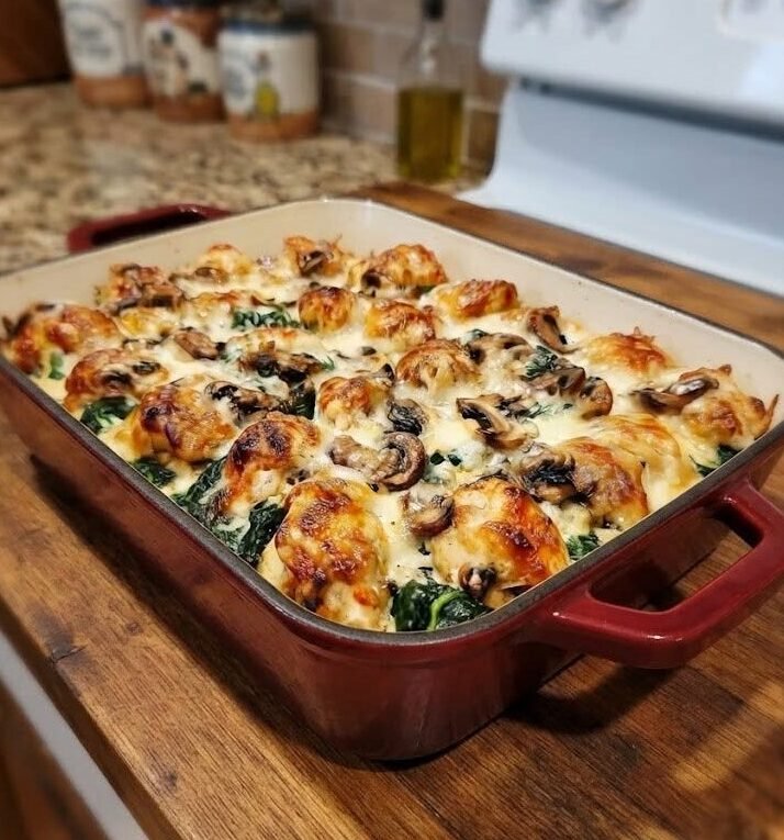 Weight Watchers Chicken Spinach and Mushroom Low Carb Oven Dish