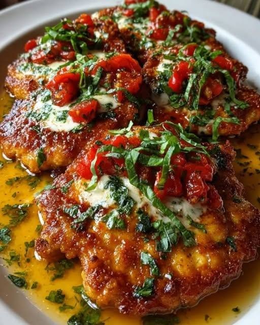 Italian Basil Chicken Cutlets with Tomato and Ricotta Sauce