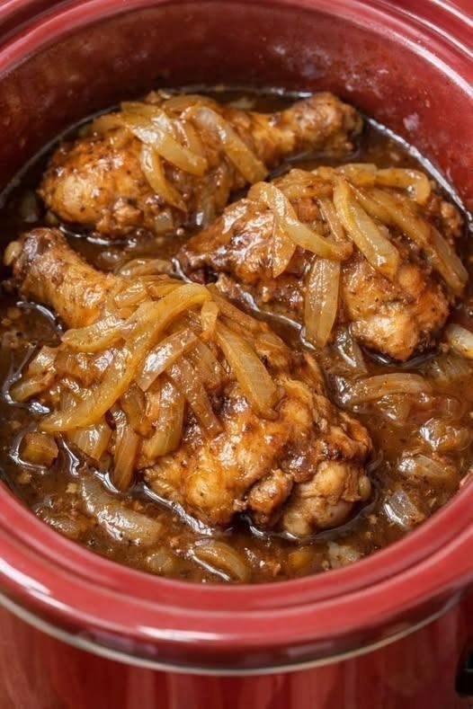 Slow Cooker 3-Ingredient Poor Man Chicken and Onion