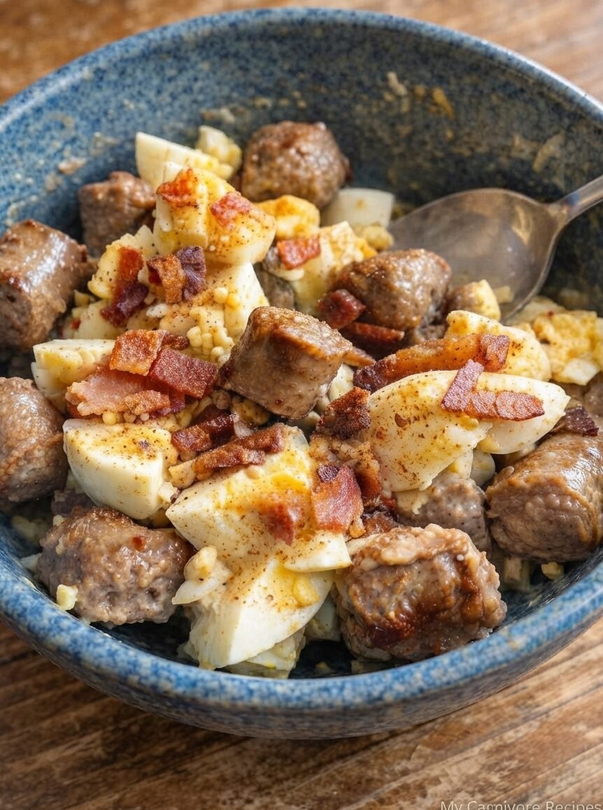 Low Carb Carnivore Creamy Sausage & Egg Salad Recipe