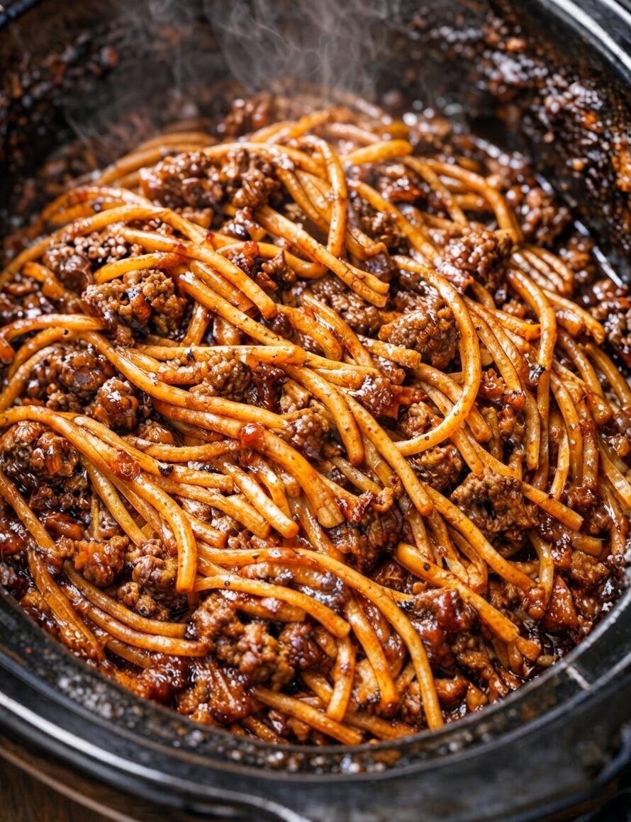 4-Ingredient Slow Cooker Spaghetti Supper