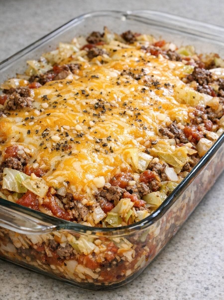 Oven-Baked 6-Ingredient Beef and Cabbage Casserole