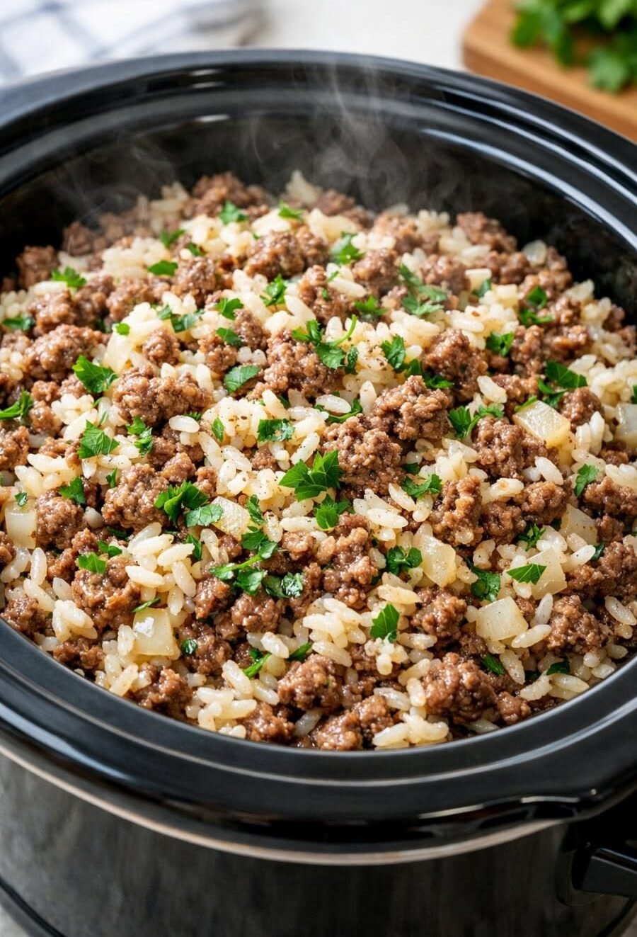Slow Cooker Amish Beef and Rice