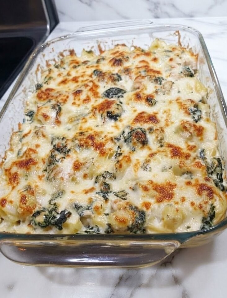 Low Carb Creamy Parmesan Garlic & Spinach Spaghetti Squash