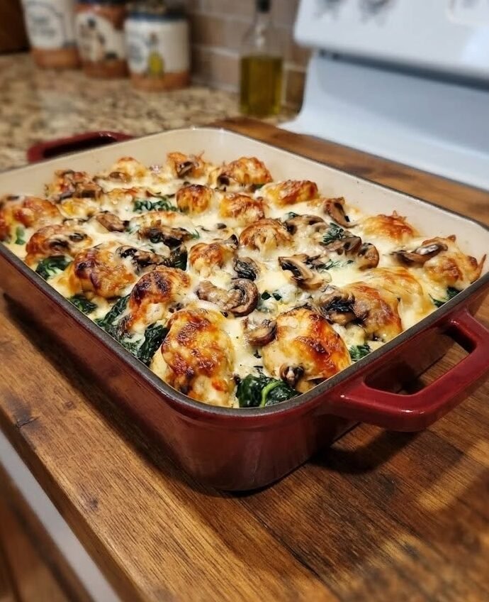 Chicken Spinach and Mushroom Low Carb Oven Dish