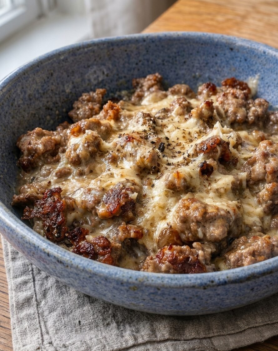 Quick Carnivore Creamy Parmesan Ground Beef Skillet