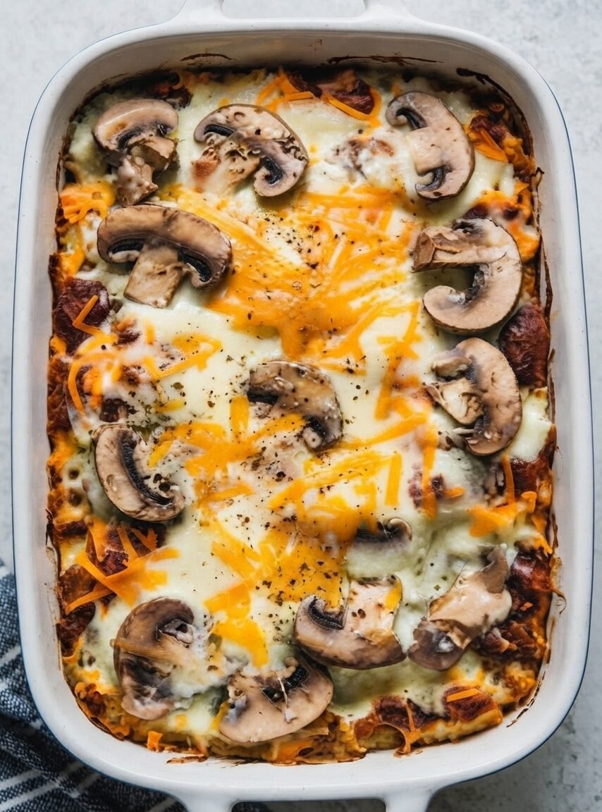 Low Carb Ground Beef Stroganoff Bake