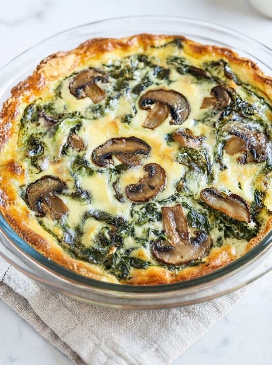 Low Carb Crustless Mushroom Spinach Pie