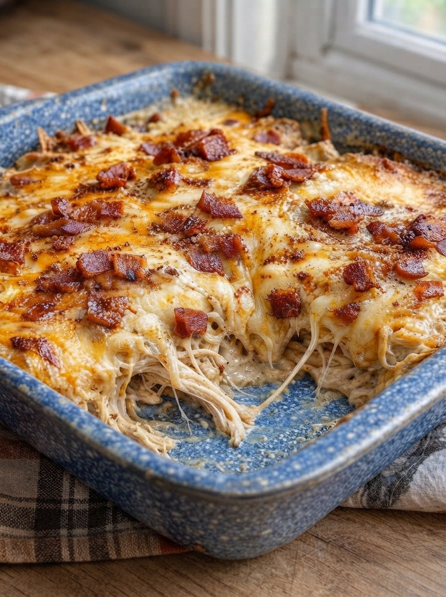 Cheesy Carnivore Shredded Chicken & Bacon Bake Recipe