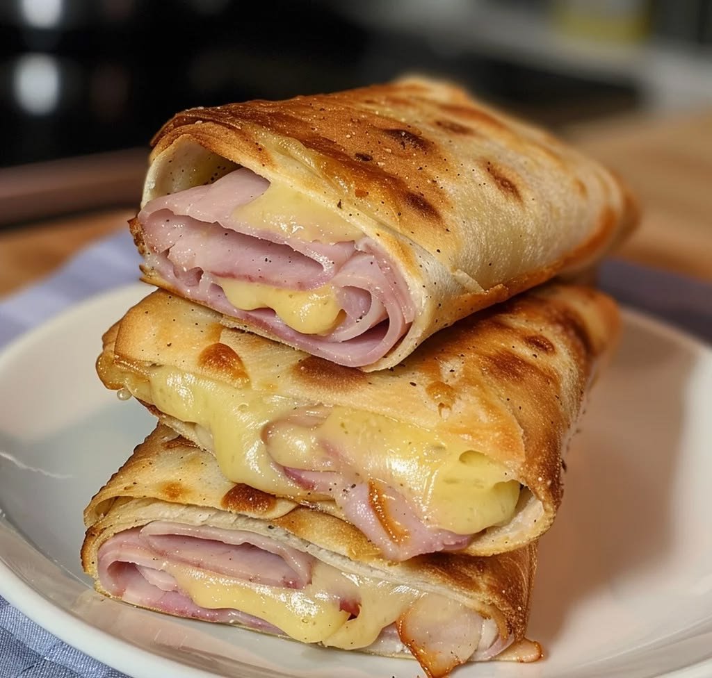 Air Fryer Hot Chicken Ham and Cheese Wraps