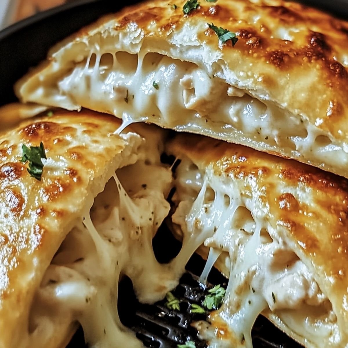 Crispy Chicken Alfredo Air Fryer Calzones