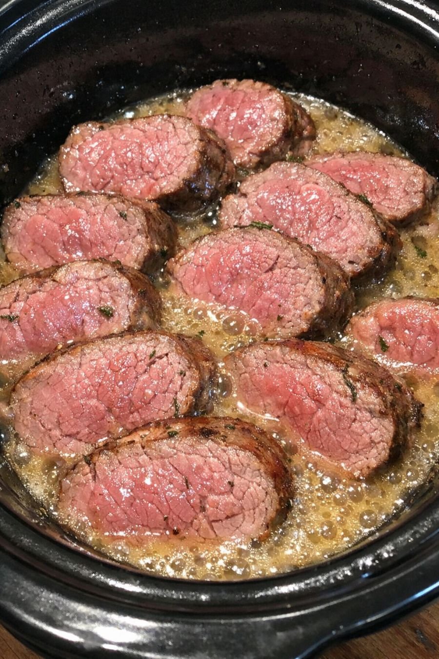 Slow Cooker 3-Ingredient Champagne Beef Tenderloin