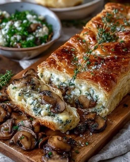 Savory Mushroom & Gruyère Puff Pastry Braid