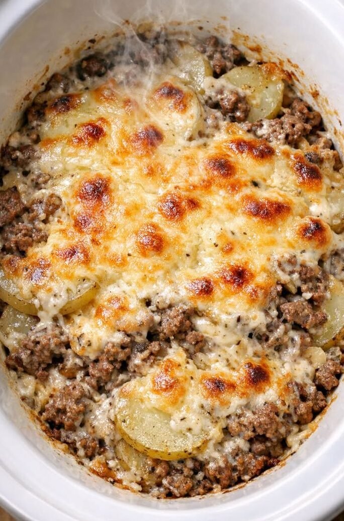 Slow Cooker 4-Ingredient Hamburger Potato Casserole