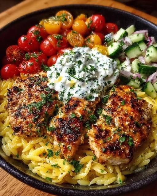Lemon Dijon Chicken Orzo Bowl