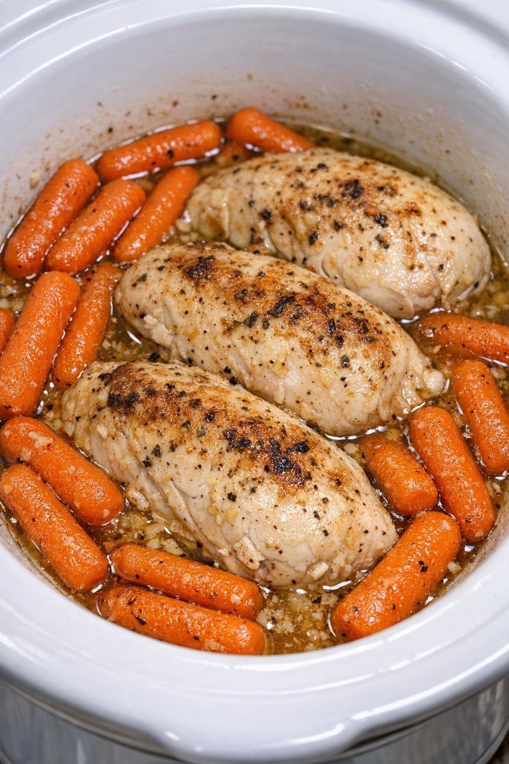 Slow Cooker 4-Ingredient Amish Chicken and Carrots