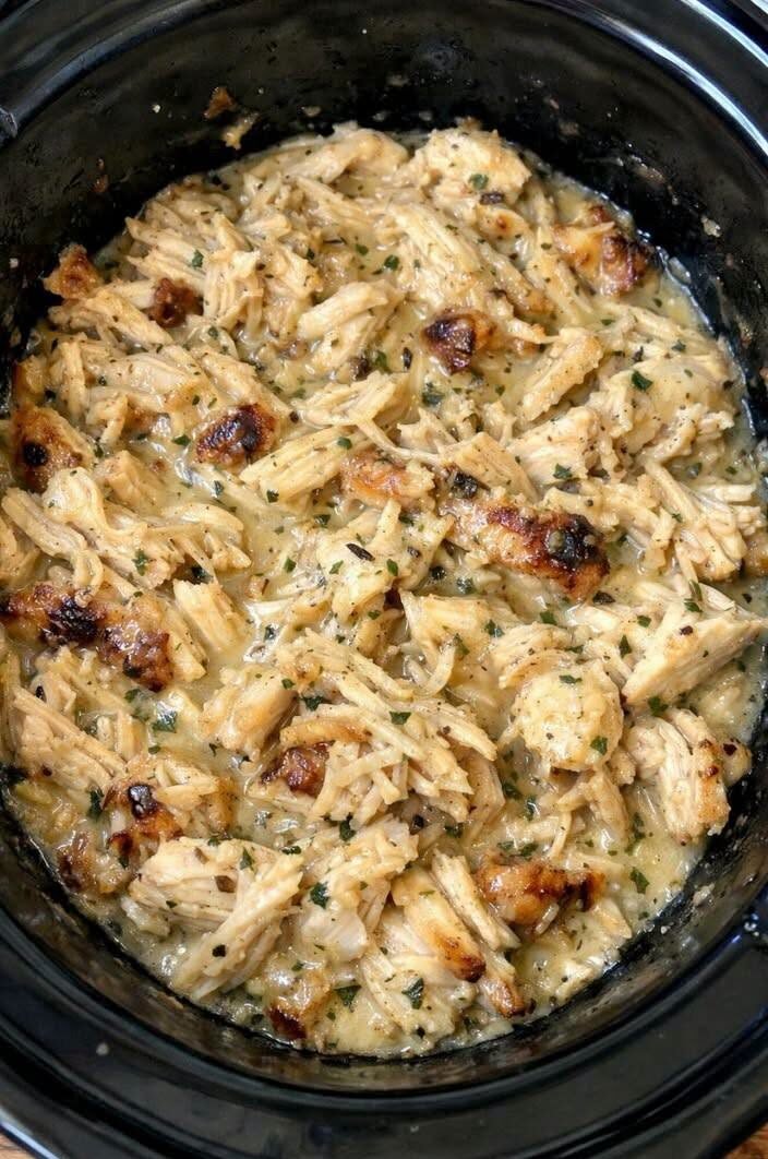 Slow Cooker 4-Ingredient Amish Wedding Chicken