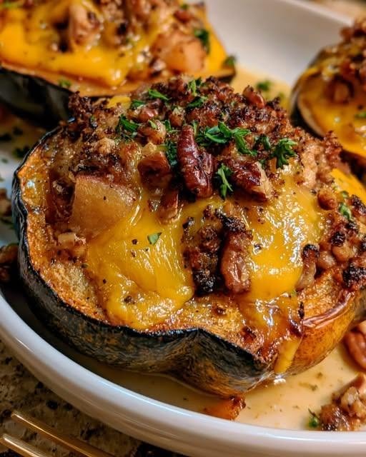 Roasted Acorn Squash Stuffed with Apple