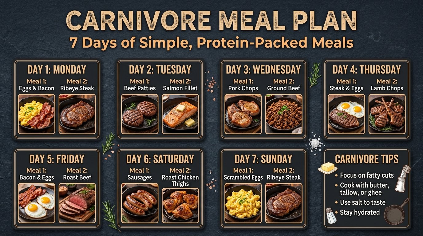 Carnivore Meal Plan: 7 Days of Simple, Protein-Packed Meals