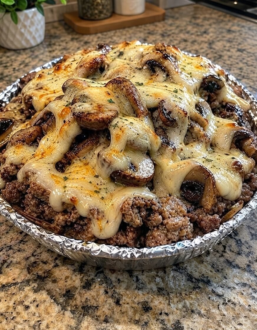 Low Carb Mushroom Swiss Burger Bowl