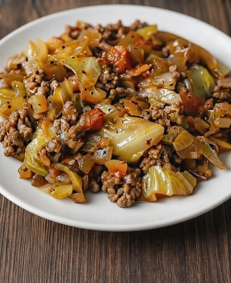 Low Carb Ground Beef and Chopped Cabbage