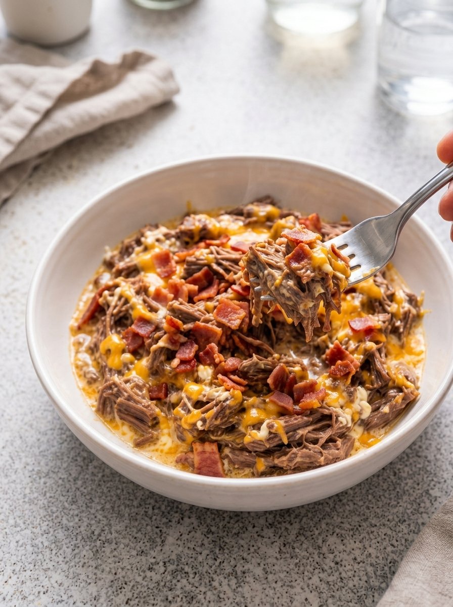Cheesy Carnivore Bacon Butter Beef Shreds Recipe