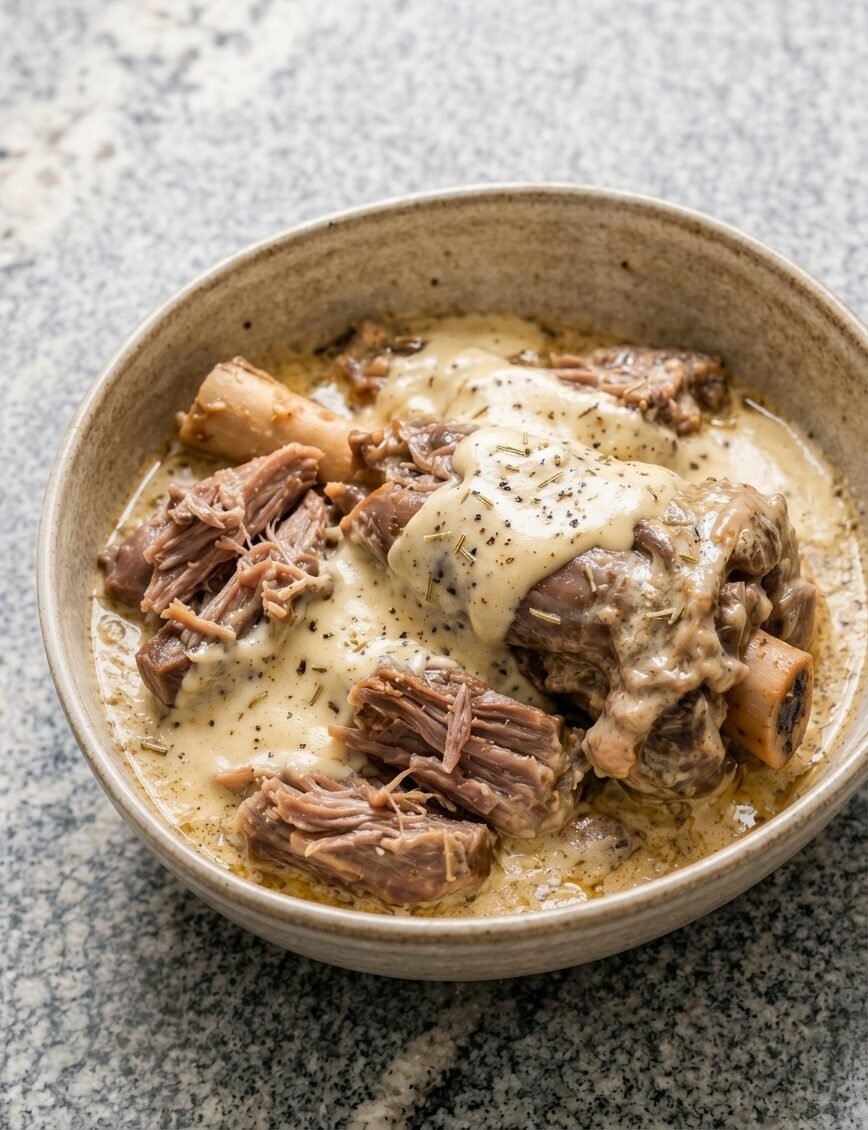 Fall-Off-The-Bone Carnivore Lamb Shank Parmesan Cream Bowls Recipe