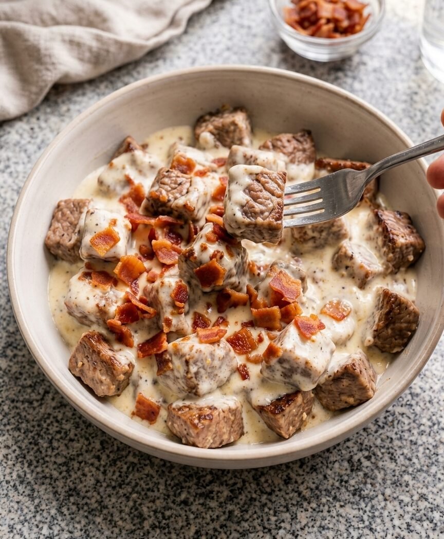 One-Pan Carnivore Beef Bacon Cream Skillet Recipe