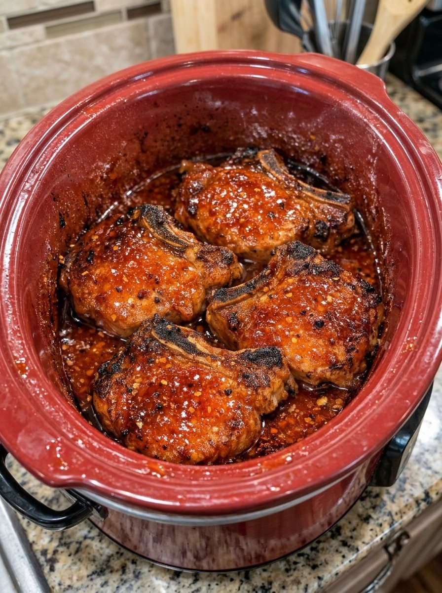 Slow Cooker 4-Ingredient Sweet Chili Pork Chops