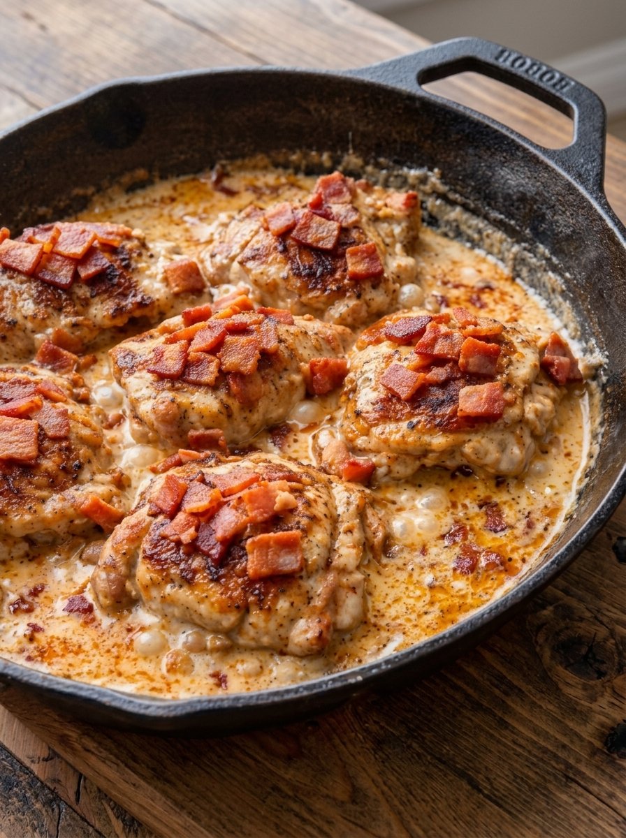 One-Pan Carnivore Bacon & Cream Cheese Chicken Skillet Recipe